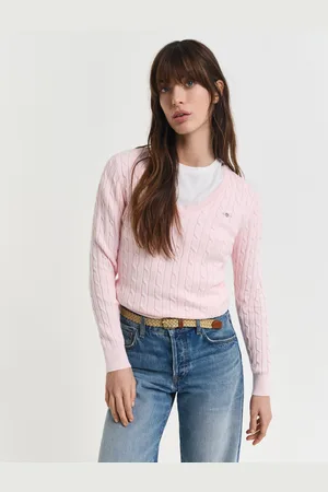 GANT Women Pull col V en maille de coton stretch à torsades (XS)