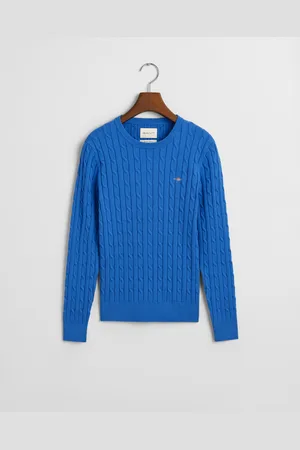 GANT Women Pull col rond en maille de coton stretch à torsades (XS)