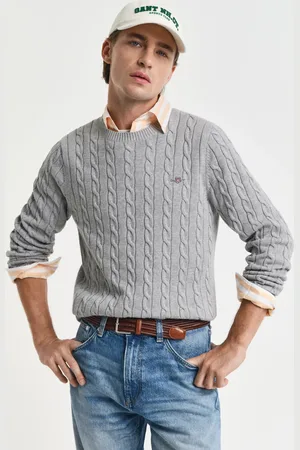 GANT Men Pull col rond en maille de coton torsadée (S)
