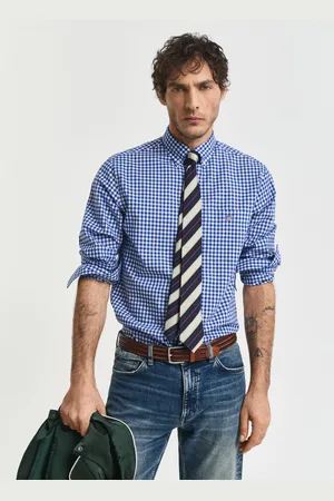 GANT Men Chemise coupe regular en popeline à carreaux vichy classique (S)