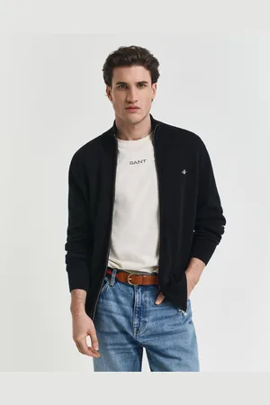 GANT Men Cardigan zippé décontracté en coton (S)