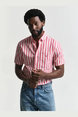 GANT Men Chemise coupe regular classique en popeline rayée à manches courtes (S)