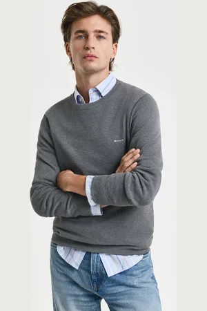 GANT Men Pull col rond en coton piqué (S)