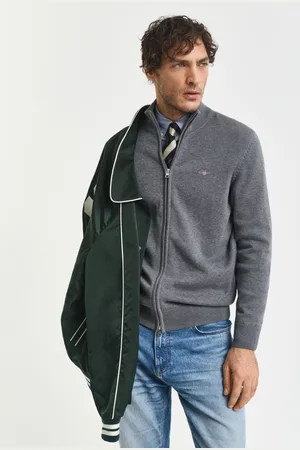 GANT Men Cardigan zippé décontracté en coton (M)