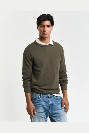 GANT Men Pull col rond en coton piqué (S)