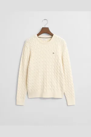 GANT Teens Pull col rond en maille de coton torsadée Shield Ado (134/140)