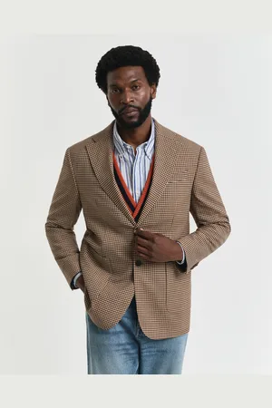 GANT Men Veste blazer coupe décontractée à carreaux vichy (46)