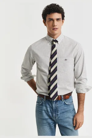 GANT Men Chemise classique coupe regular en popeline à carreaux (S)