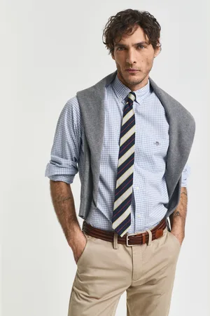 GANT Men Chemise classique coupe regular en popeline à carreaux (S)
