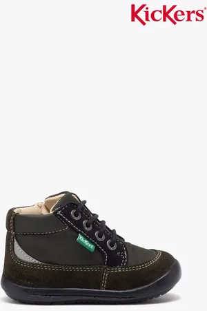 Kickers Bottillons garçon en cuir bicolore à zip et à lacets -