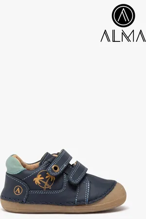 ALMA Chaussures premiers pas en cuir souple à double scratch bébé garçon -