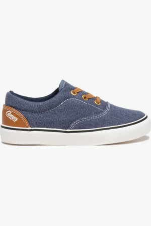 Camps Baskets garçon en toile unie à lacets style denim - United