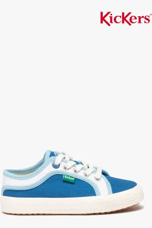Kickers Baskets garçon en toile tricolore à lacets -
