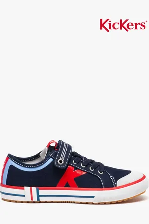 Kickers Baskets garçon en toile tricolores avec scratch -