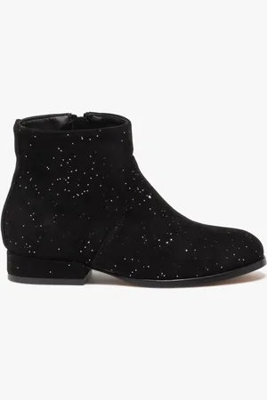 Gémo Boots fille unies en suédine à fines paillettes et à zip