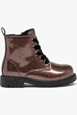 Gémo Boots pailletés avec lacets velours et semelle crantée bébé fille
