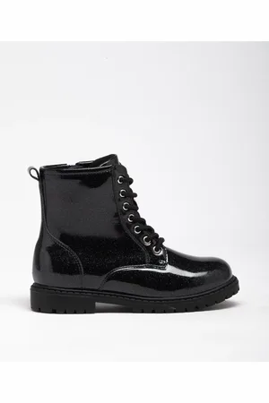 Gémo Boots fille vernies à paillettes avec semelle crantée