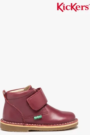 Kickers Bottes bébé fille en cuir uni à scratch -