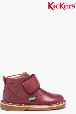 Kickers Boots bébé fille en cuir avec col à paillettes et scratch -