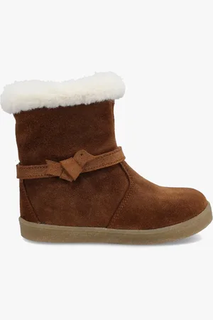 NA! Boots bébé fille avec col fourré dessus cuir uni –