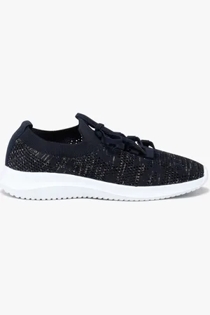 Gémo Baskets femme unies en mesh ajouré avec col et lacets élastiques