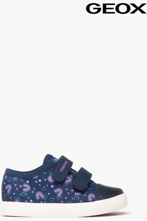 Geox Baskets bébé fille en toile avec double scratch et à motifs -