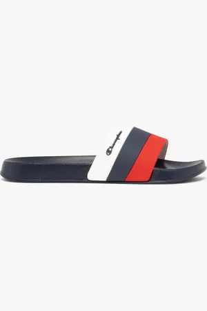 Champion Mules de piscine garçon avec bandeau rayé tricolore -