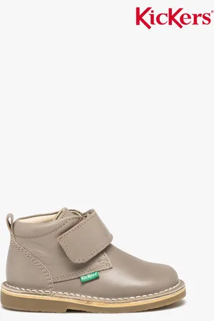 Kickers Bottes bébé fille en cuir uni à scratch -