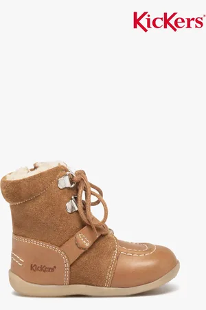 Kickers Boots bébé garçon dessus en cuir uni fourrées sherpa -