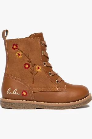 Lulu castagnett Bottines fille à zip et à lacets fleurs fantaisie - LuluCastagnette