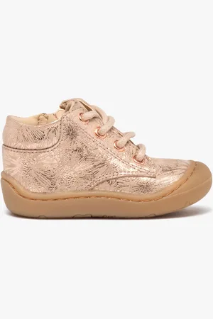 NA! Chaussures premiers pas bébé fille dessus cuir métallisé –
