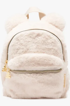 LuluCastagnette Sac à dos en fourrure imitation avec oreilles en relief fille -