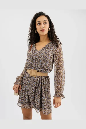 Gémo Robe imprimée en voile à manches longues femme