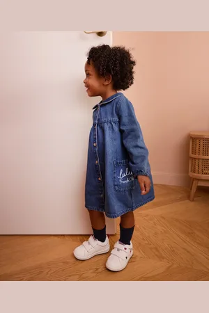 LuluCastagnette Robe en jean à manches longues et col Claudine bébé fille -