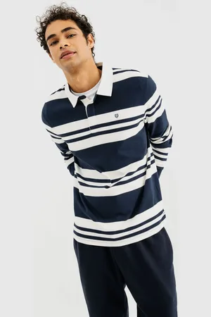 Gémo Polo rayé à manches longues avec col chemise homme
