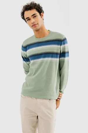 Gémo Pull à col rond en maille fine à rayures homme