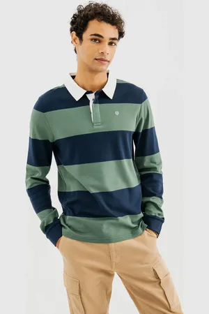 Gémo Polo rayé à manches longues avec col chemise homme