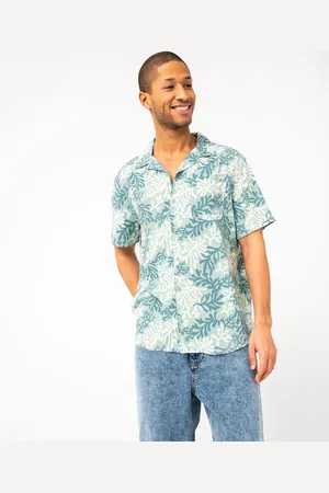 Gémo Chemise manches courtes et col cubain en viscose imprimée feuillage homme
