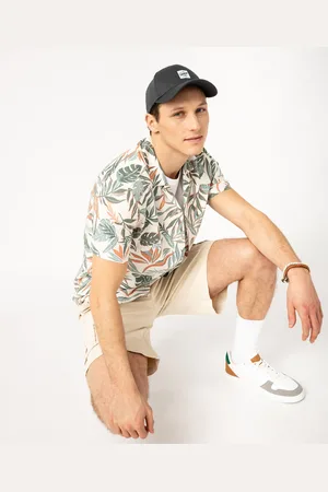 Gémo Chemise manches courtes imprimée feuillage en viscose/lin homme