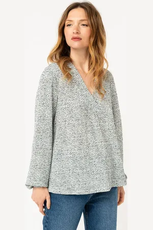 Gémo Tee-shirt à manches longues et col V en maille texturée femme