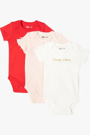 Gémo Body à manches courtes avec message pailleté bébé fille (lot de 3)
