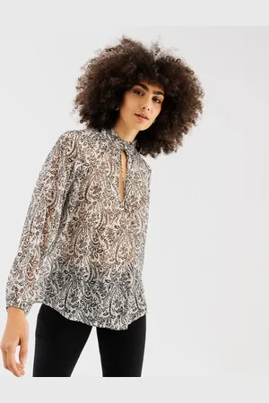 Gémo Blouse en voile transparent avec col froncé femme