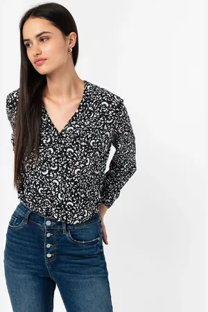 Gémo Tee-shirt à manches longues et col V en maille texturée femme