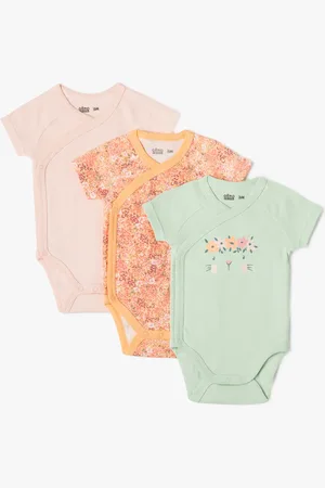 Gémo Body à manches courtes fermeture croisée bébé fille (lot de 3)