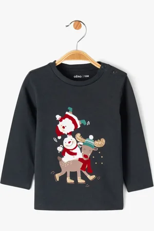 Gémo Tee-shirt manches longues imprimé spécial Noël bébé garçon