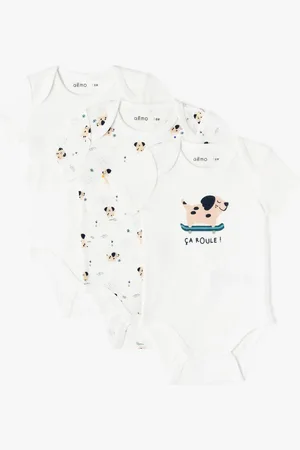 Gémo Body à manches courtes et col américain en coton biologique bébé (lot de 3)