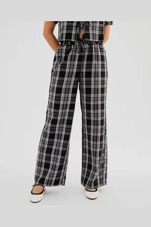 Gémo Pantalon large à carreaux avec taille élastique femme