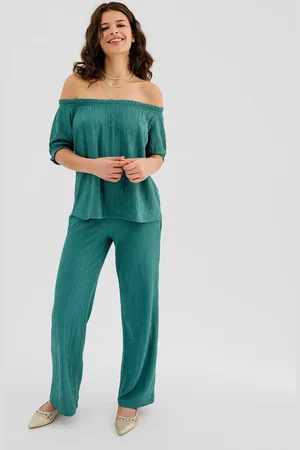 Gémo Pantalon large en maille texturée et extensible femme