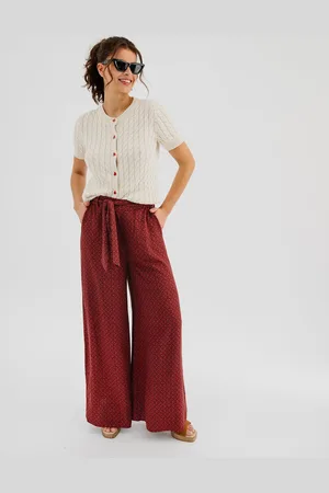 Gémo Pantalon large et fluide à taille haute ceinturée femme