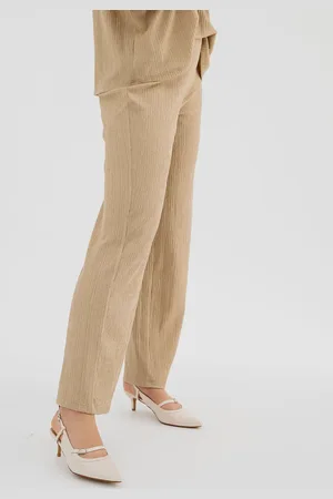 Gémo Pantalon large en maille texturée et extensible femme